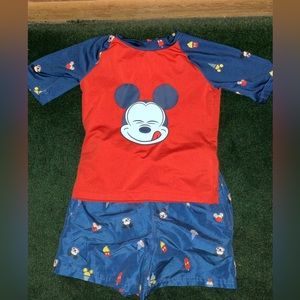 Mickey Rash Guard and Trunks! Size 3 swimming suit designed with Disney treats!